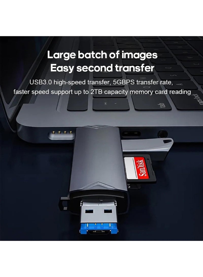 روك بو قارئ بطاقة الذاكرة الرقمية المؤمنة الناقل التسلسلي العام جيم 6 في 1 OTG محول الذاكرة USB موصل USB 3.0 ج مايكرو USB دعم التنمية المستدامة / SDXC / SDHC / الوسائط المتعددة / RS-MMC / UHS-I متوافقة مع ما - Image 4