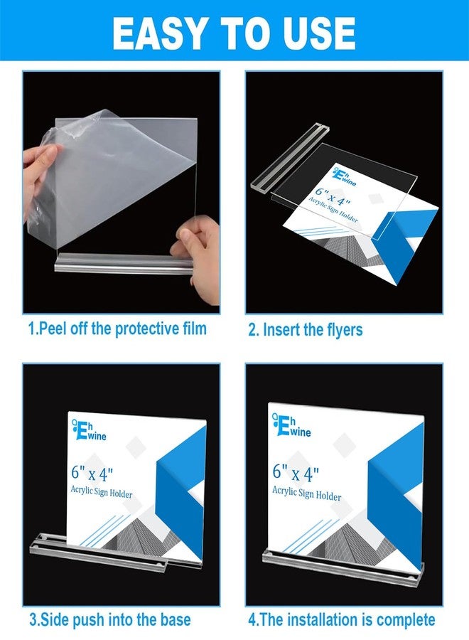 EHWINE Acrylic Sign Holder 4 x 6 Horizontal, 20 Pack Double-Sided Stand up Table Top Sign Holders, Clear Acrylic Picture Frame Menu Flyer Paper Holder Display Stand for Cashier Counter Restaurant Office Wedding Party - Image 2