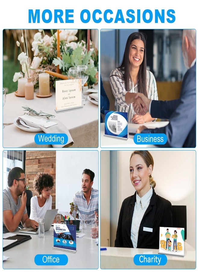 EHWINE Acrylic Sign Holder 4 x 6 Horizontal, 20 Pack Double-Sided Stand up Table Top Sign Holders, Clear Acrylic Picture Frame Menu Flyer Paper Holder Display Stand for Cashier Counter Restaurant Office Wedding Party - Image 3