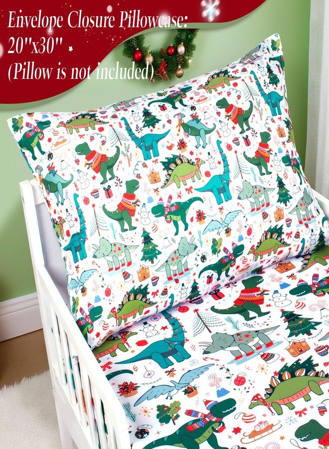 جيسن طقم سرير للأطفال الصغار من JISEN، مكون من قطعتين، مطبوع عليه ديناصور، للأولاد والبنات، يتضمن ملاءة ملائمة وغطاء وسادة - Image 5