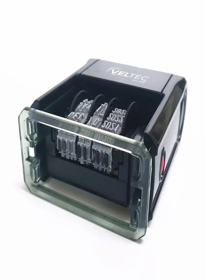 Veltec Self Inking Date Stamp with Month, Day, Year - Easy to Use & Adjust, Rubber Head, Sturdy ABS, Uniform Print, 10 Years of Dates, Refillable (Black) - Image 4