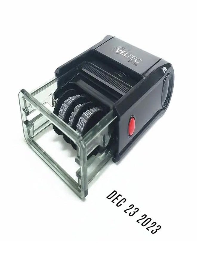 Veltec Self Inking Date Stamp with Month, Day, Year - Easy to Use & Adjust, Rubber Head, Sturdy ABS, Uniform Print, 10 Years of Dates, Refillable (Black) - Image 3
