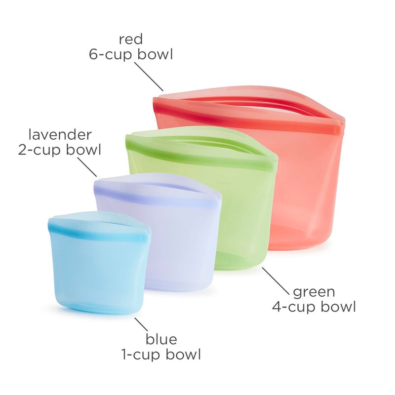Stasher Premium Silicone Reusable Food Storage Bags, 4-Pack, Multi | Multi-Use Food Storage Bags, Lunch Bag, Travel Containers | BPA Free, Leak-free, Dishwasher-Safe, Eco-friendly - Image 5