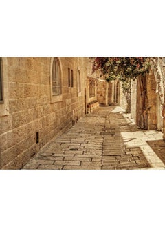 CSFOTO 7X5Ft Jerusalem Old Narrow Street Backdrop Old Jerusalem Stone Backdrop Spring Flowers Sunshine Background For Photography Backdrop Ancient Stone Wall Backdrop Cave Backdrop  - Image 1