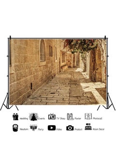 CSFOTO 7X5Ft Jerusalem Old Narrow Street Backdrop Old Jerusalem Stone Backdrop Spring Flowers Sunshine Background For Photography Backdrop Ancient Stone Wall Backdrop Cave Backdrop  - Image 3