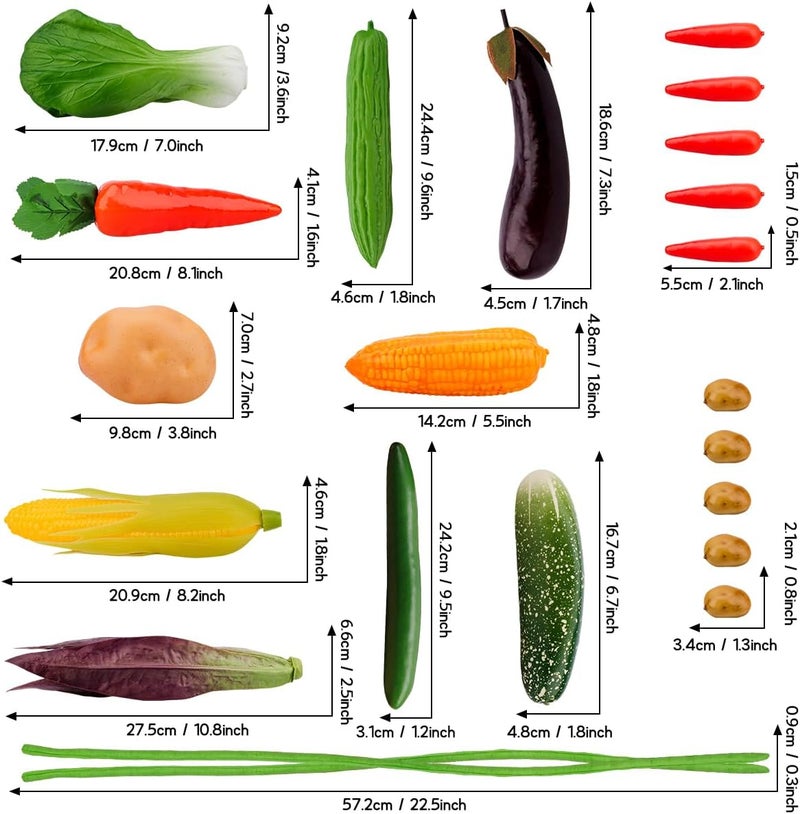 Meiwlong 22 PCS Artificial Lifelike Vegetables Fake Realistic Props Decoration Home Party Faux Simulation Photography Model Ornament Kitchen Festival - Image 3