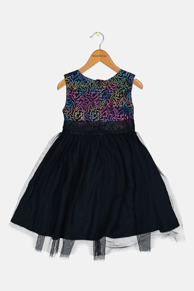 NAME IT Toddlers Girl Texrured Dress, Navy - Image 2