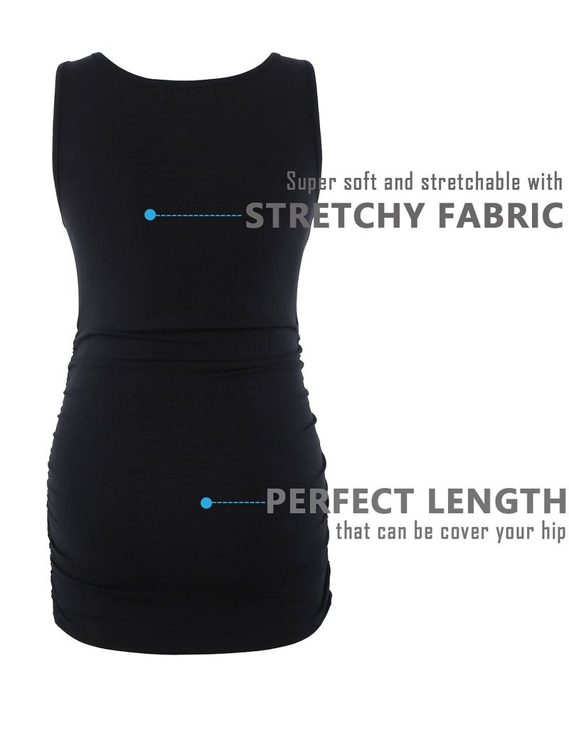 Peauty Maternity Tops Maternity Tank Top Plus Size Maternity Clothes Maternity Shirts Maternity Tshirts Nursing Tank Tops (Black,L) - Image 4