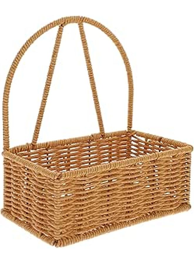 Handmade Woven Rattan Wall Hanging Basket Natural Rectangular Iron Frame Fruit and Vegetable Holder for Kitchen Bathroom Storage Decorative Produce Organizer - Image 1