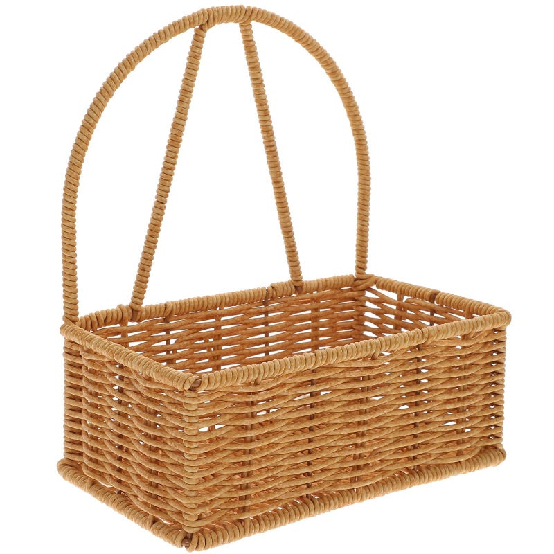 Handmade Woven Rattan Wall Hanging Basket Natural Rectangular Iron Frame Fruit and Vegetable Holder for Kitchen Bathroom Storage Decorative Produce Organizer - Image 2