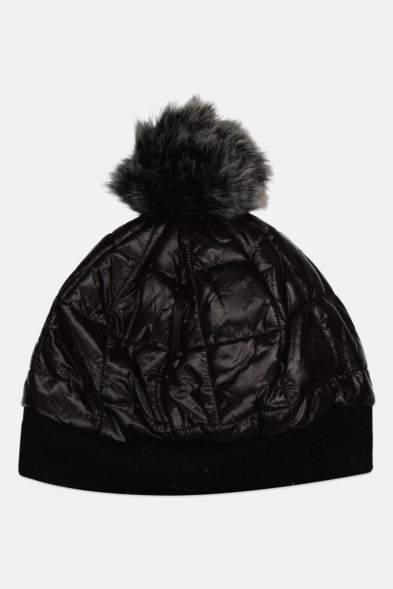 Body Glove Women Quilted Beanie Cap, Black  - Image 2