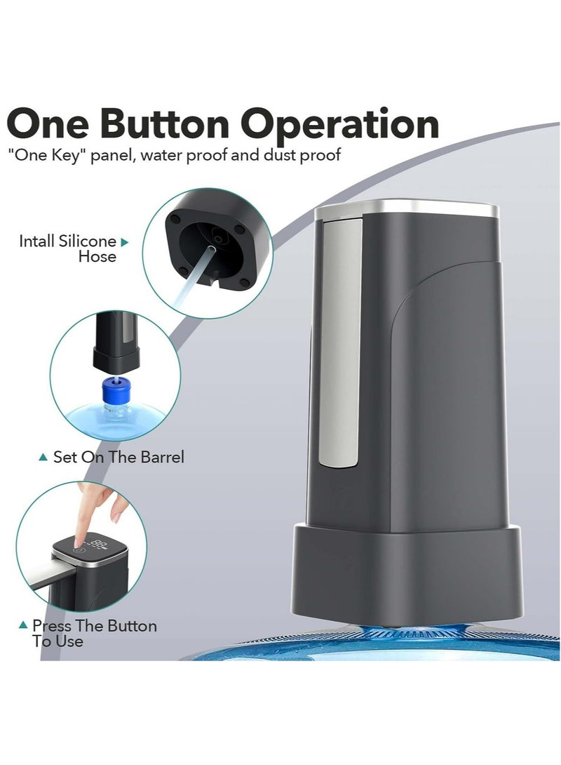 Hihonor Dual-use Desktop Water Bottle Dispenser and Foldable Automatic Water Dispenser, With LED Touch Display 5 Gallon Electric Drinking Water Pump,USB Charging Portable Water Dispenser for Home Camping, Black - Image 3