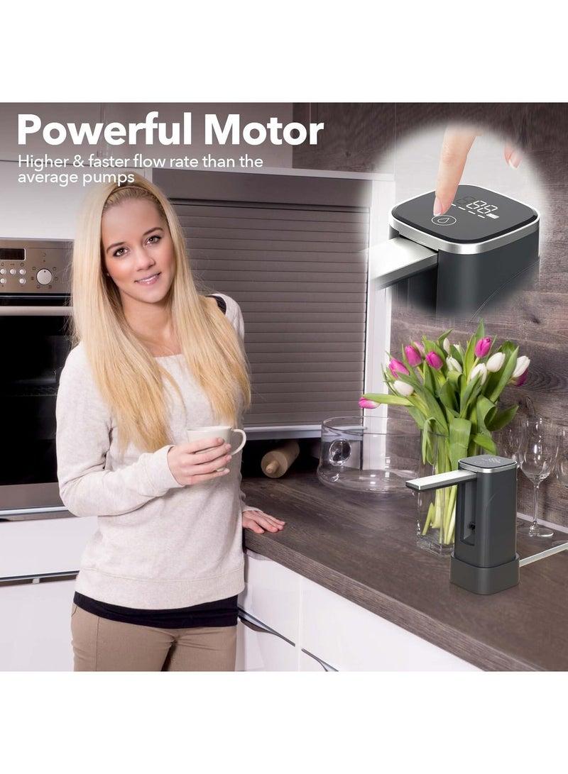 Hihonor Dual-use Desktop Water Bottle Dispenser and Foldable Automatic Water Dispenser, With LED Touch Display 5 Gallon Electric Drinking Water Pump,USB Charging Portable Water Dispenser for Home Camping, Black - Image 5