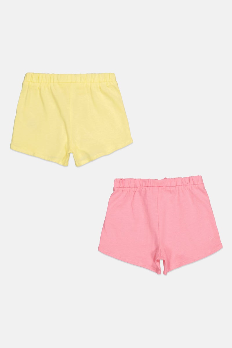 Cool Club Toddlers Girl 2 Pieces Solid Shorts, Pink/Yellow - Image 2