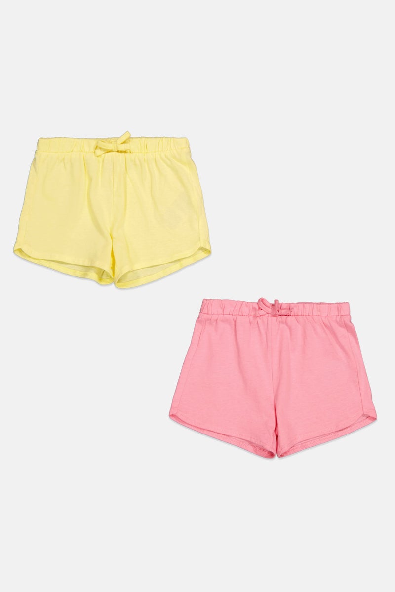 Cool Club Toddlers Girl 2 Pieces Solid Shorts, Pink/Yellow - Image 1