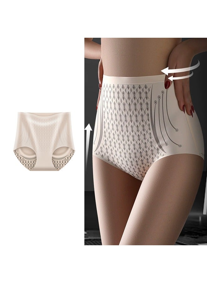 Women's High Waist Panty Tummy Control Seamless Briefs with Silk Lining, Antibacterial & Quick-Dry Design for Daily Comfort in Hot Climates - Image 1
