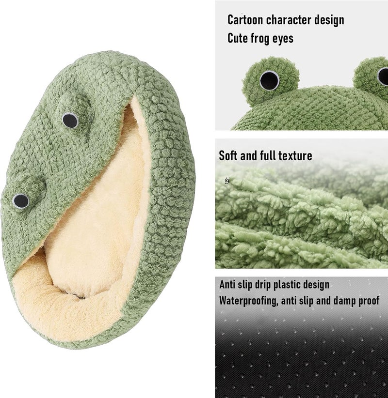 Cat Cave Bed, Decor Plush Cozy Cat House, Cute Bed Small Dog Pet Sleeping Bag with Hooded Cover, Ideal for Puppy & Kitten (Green 50cm / 19.7in(M) - Image 4