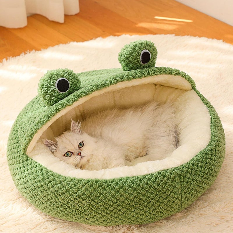 Cat Cave Bed, Decor Plush Cozy Cat House, Cute Bed Small Dog Pet Sleeping Bag with Hooded Cover, Ideal for Puppy & Kitten (Green 50cm / 19.7in(M) - Image 5