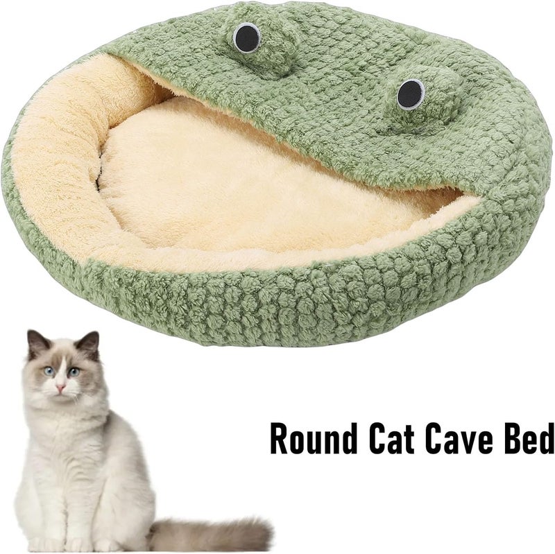 Cat Cave Bed, Decor Plush Cozy Cat House, Cute Bed Small Dog Pet Sleeping Bag with Hooded Cover, Ideal for Puppy & Kitten (Green 50cm / 19.7in(M) - Image 3