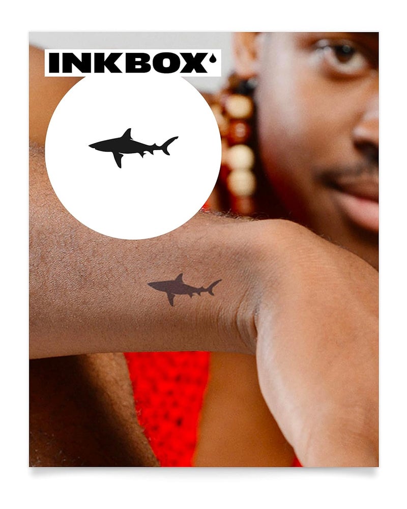 inkbox Inkbox Temporary Tattoos, Semi-Permanent Tattoo, One Premium Easy Long Lasting, Water-Resistant Temp Tattoo with For Now Ink - Lasts 1-2 Weeks, Shark, 2 x 2 in