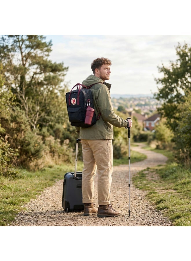Fjallraven Classic Square Backpack for Women Men Teens, Water Resistant Lightweight Casual Daypack, Fashion School Bookbag with Front Pocket & Top Handles, Ideal for Daily Commute, Work, Travel Black Red Strap - Image 3