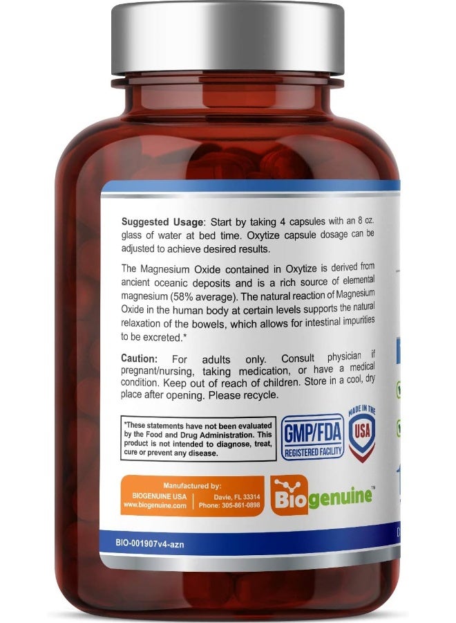 Biogenuine بيوجينيو أوكسيتيز 750 ملغ 120 كبسولة - ملين لطيف قائم على أكسيد المغنيسيوم الطبيعي لتنظيف القولون - يدعم انتظام الجهاز الهضمي الصحي - Image 2