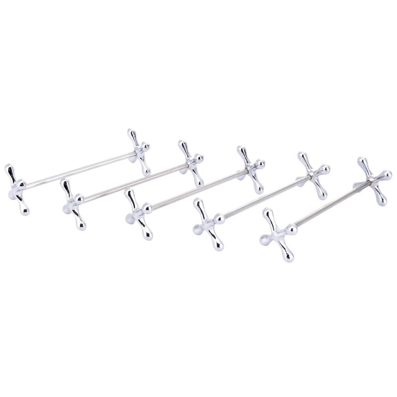 ChezMax Silver Zinc Alloy Flower Chopsticks Rest Spoons Stand Forks Knifes Holder Pack of 5 - Image 5