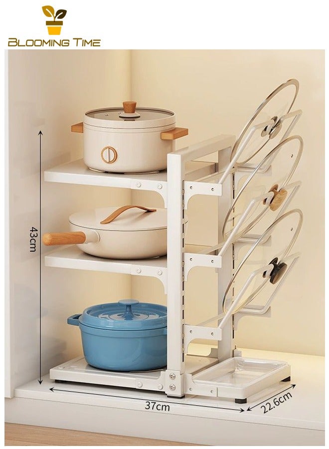 BLOOMING TIME Kitchen Storage Rack, Freestanding Multi-Tier Pot Rack for Home Use, Sink-Mounted Pot Rack with Layered Shelves, Dishwasher Sink Pot Rack, Kitchen Countertop Storage Rack, Pot Storage Rack, Multi-Functional Home Storage Rack, White - Image 1