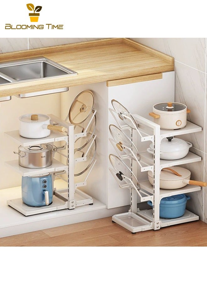 BLOOMING TIME Kitchen Storage Rack, Freestanding Multi-Tier Pot Rack for Home Use, Sink-Mounted Pot Rack with Layered Shelves, Dishwasher Sink Pot Rack, Kitchen Countertop Storage Rack, Pot Storage Rack, Multi-Functional Home Storage Rack, White - Image 3