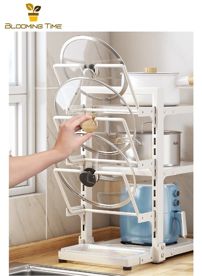 BLOOMING TIME Kitchen Storage Rack, Freestanding Multi-Tier Pot Rack for Home Use, Sink-Mounted Pot Rack with Layered Shelves, Dishwasher Sink Pot Rack, Kitchen Countertop Storage Rack, Pot Storage Rack, Multi-Functional Home Storage Rack, White - Image 4