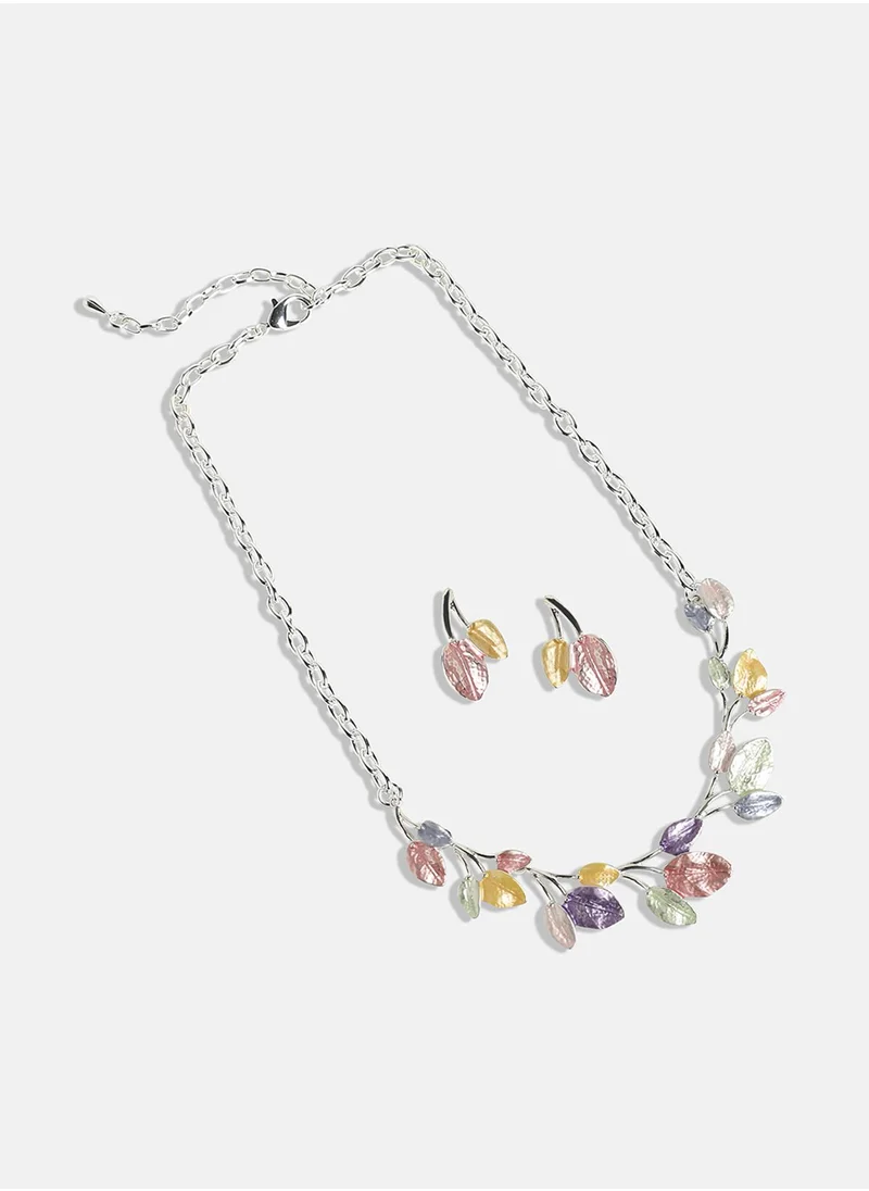 SOHI Pastel Leaf Jewellery Set