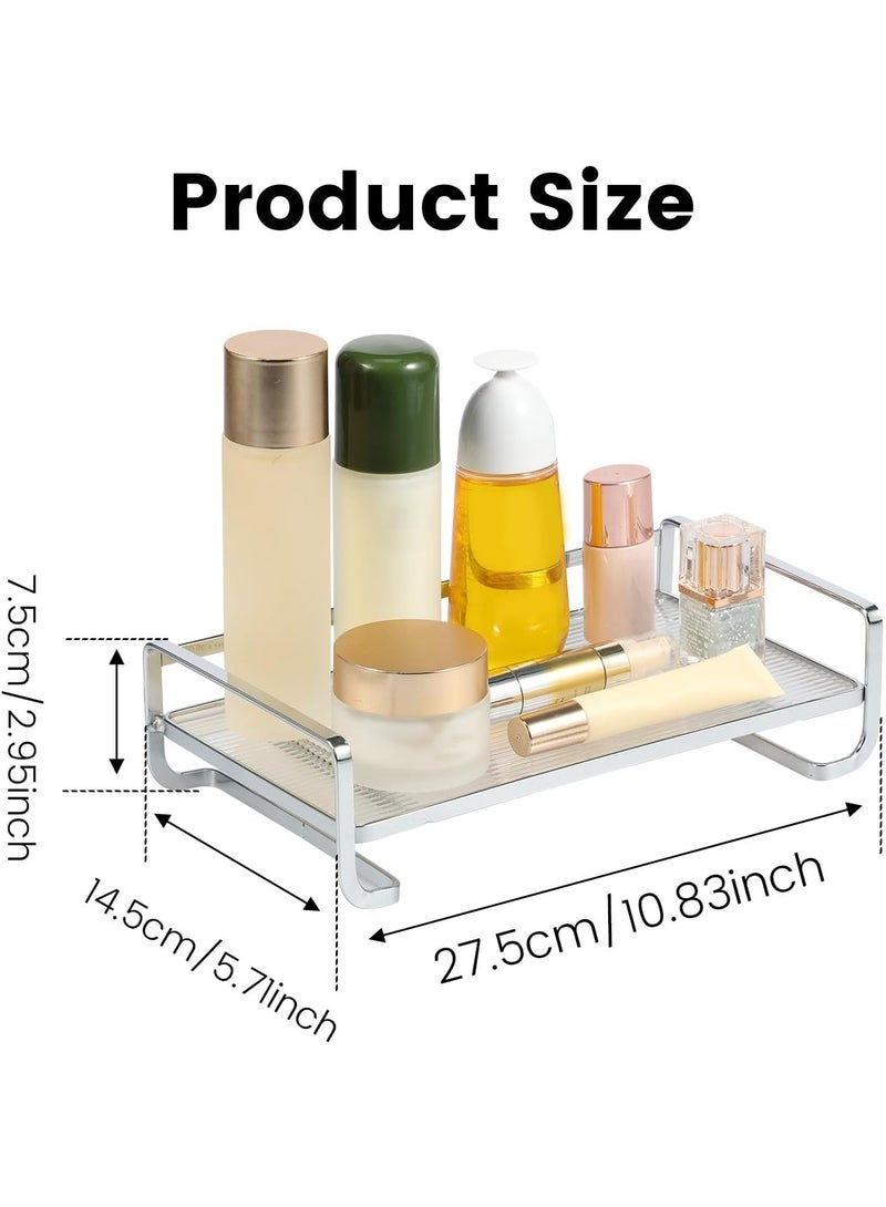 Bathroom Vanity Tray – Silver Acrylic  Metal Perfume Tray for Dresser, Makeup, Skincare  Cologne Organizer – Decorative Waterproof Countertop Tray for Bathroom, Bedroom, or Toilet Tank (Silver)  - Image 4