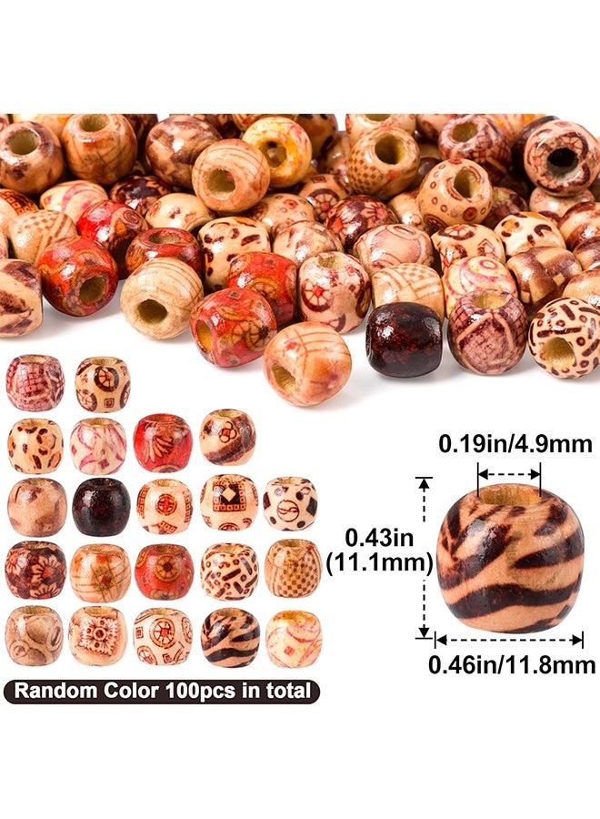 ليمون ١٠٠ قطعة من خرز الشعر الخشبي للأعمال اليدوية، خرز شعر خشبي طبيعي بفتحة كبيرة، خرز فاصل خشبي عتيق لقلادة المكرمية، سوار، ديكور يدوي الصنع - لون خشبي. - Image 2