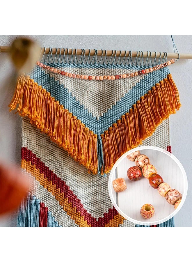 ليمون ١٠٠ قطعة من خرز الشعر الخشبي للأعمال اليدوية، خرز شعر خشبي طبيعي بفتحة كبيرة، خرز فاصل خشبي عتيق لقلادة المكرمية، سوار، ديكور يدوي الصنع - لون خشبي. - Image 5