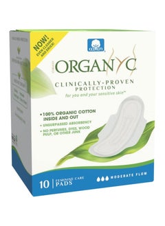 ORGANYC Organyc 100% Certified Organic Cotton Feminine Pads, Moderate Flow, 10 Count  - Image 1