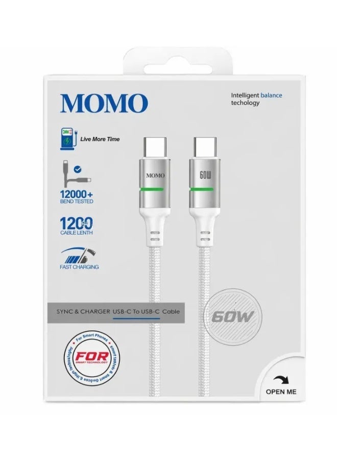 كابل شحن مومو USB-C إلى USB-C بقوة 60 وات 011023 - أداء فائق