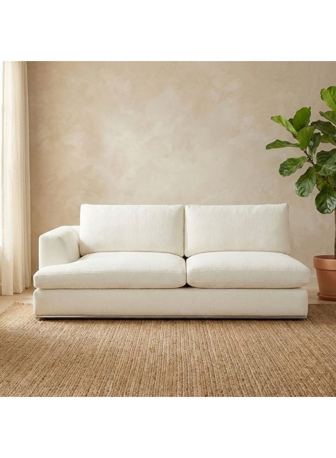DANUBE HOME Paddington 2 Seater Left Arm Fabric Modular Sofa Modern Design Two Seat Sofas Comfortable Living Room Furniture L 221 x W 103 x H 66 cm Ivory - Image 2