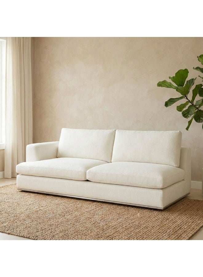 DANUBE HOME Paddington 2 Seater Left Arm Fabric Modular Sofa Modern Design Two Seat Sofas Comfortable Living Room Furniture L 221 x W 103 x H 66 cm Ivory - Image 1