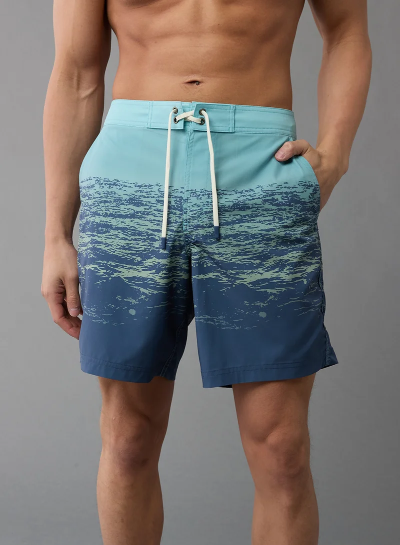 American Eagle Printed Ombre Flex 8" Classic Board Drawstring Shorts