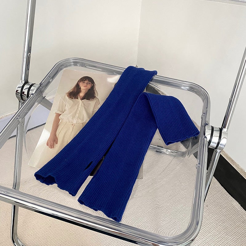 Chic Knit Arm Warmers Autumn Sweet Solid Color Half-Sleeve Sapphire Blue 