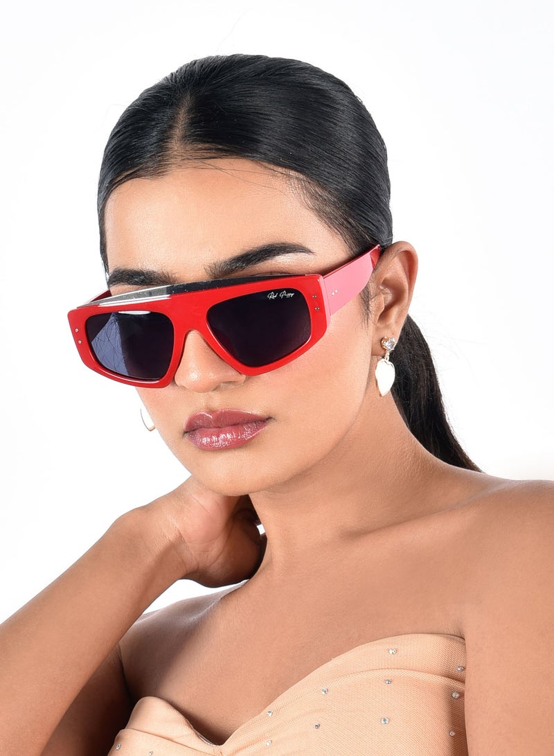 Woggles Stylish Red Rectangle Sunglasses|100% UV Protected| Men & Women - Image 3