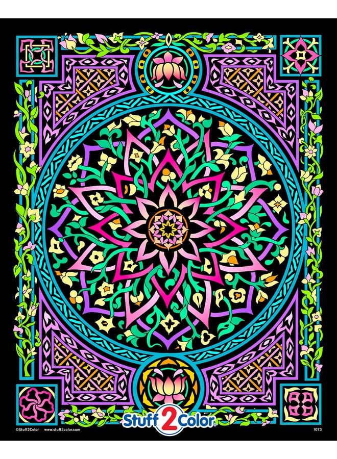Stuff2Color Lotus Fuzzy Velvet Detailed Coloring Poster (All Ages Coloring Fun Poster Arrives Uncolored) Great For Quiet Time Activity - Image 1