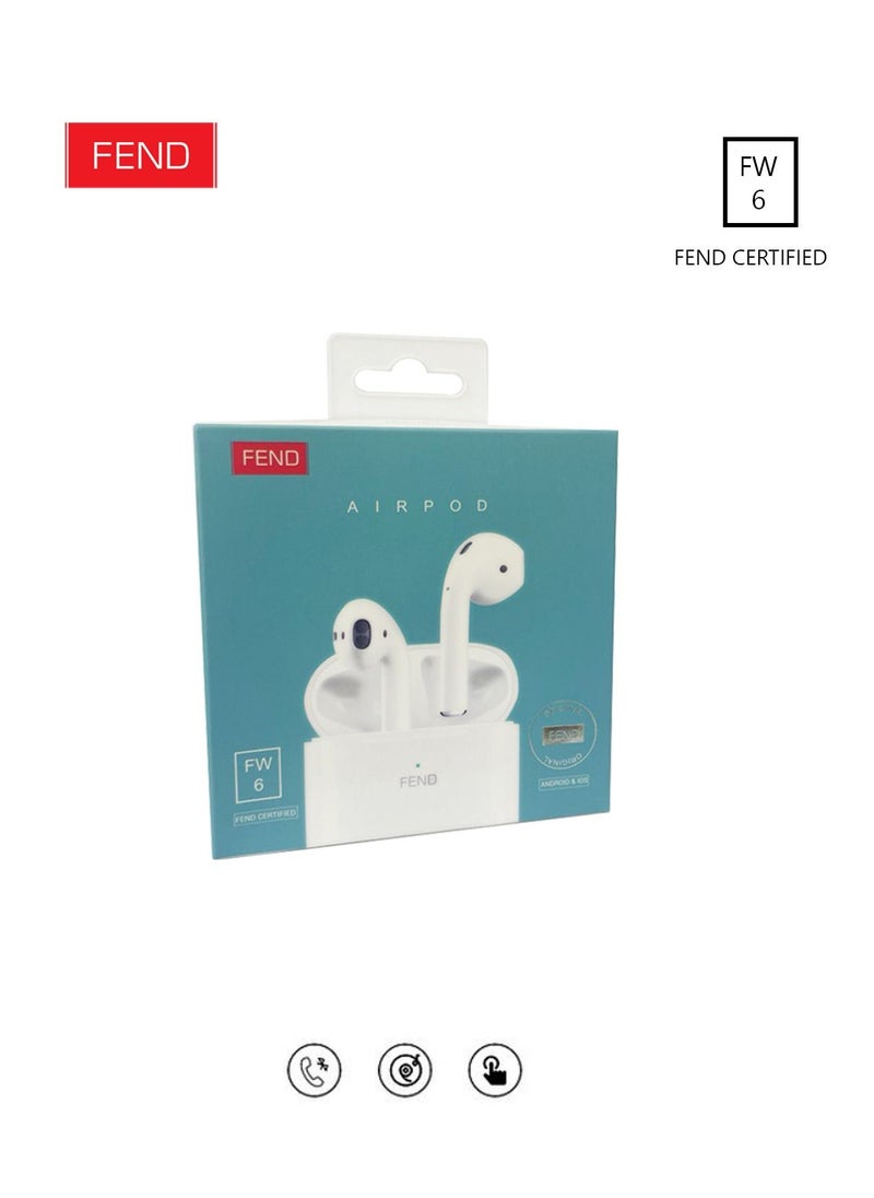 Fend FW 6 Bluetooth Earphone with Mic Superior Sound Quality Lightweight and Secure Fit Ideal for Work Travel and Sports Compatible with iOS and Android Mobiles and Tablet PC Laptops