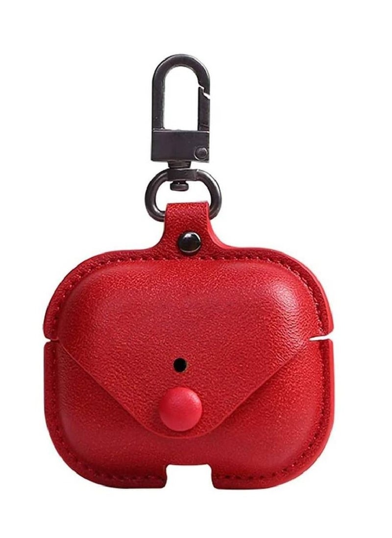 GENNEXT - Leather Protective Case Skin Cover with Keychain and Lock for Apple Airpods 3 Case Women Men Red - Image 1