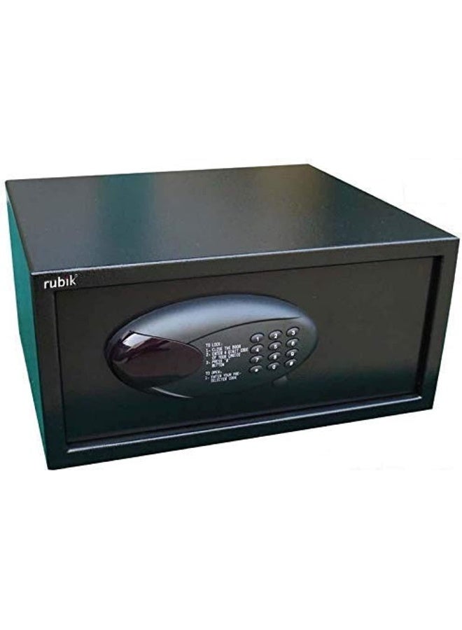 Rubik Hotel Safe Box, Digital Locker, Laptop Size Wide and Low Profile Steel Security Safe with Keys RB-CY200 (Size 42x20x37cm) Black - Image 1