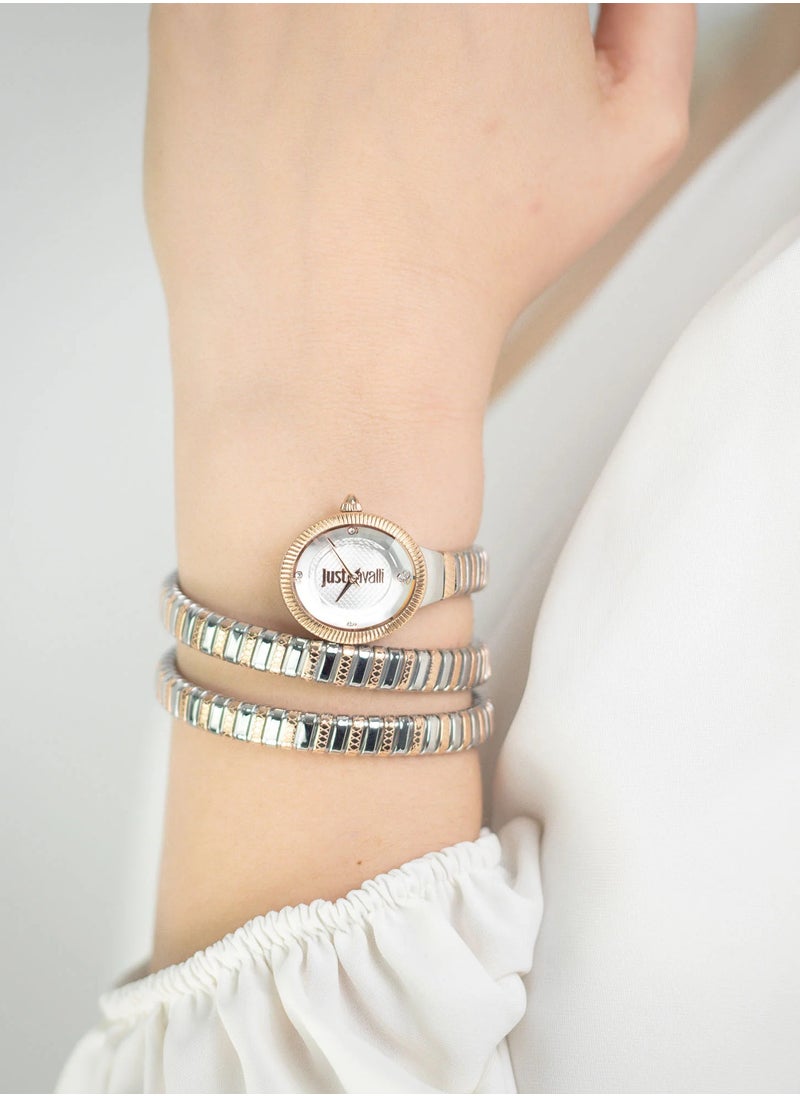 Just Cavalli Just Cavalli Women Serpent Design White Dial Two Tone Watch - JC1L269M0065  - Image 4