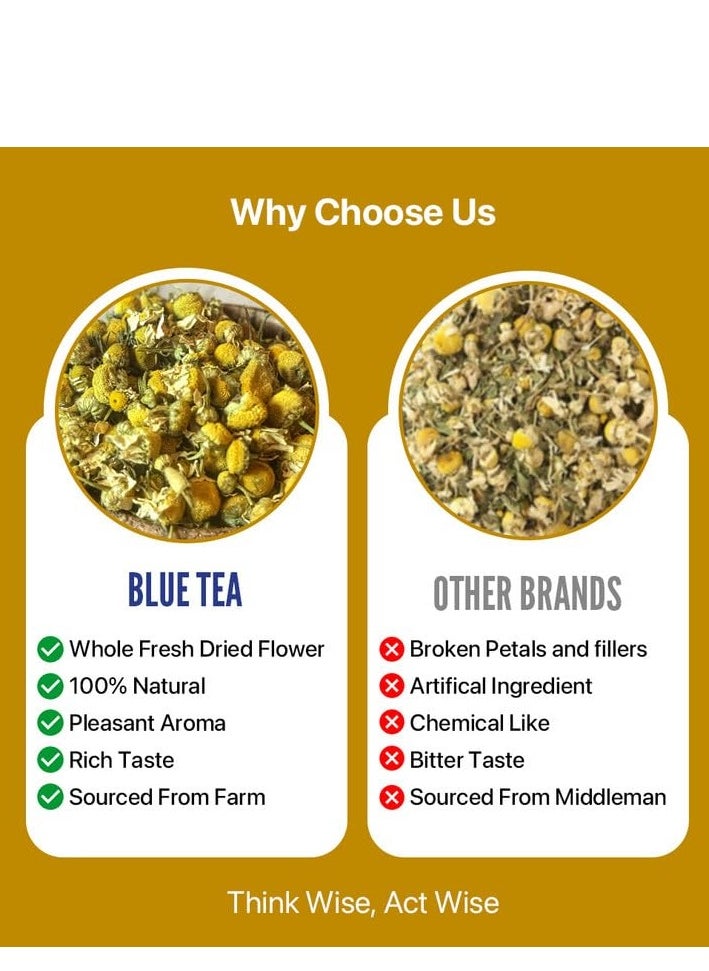 BLUE TEA BLUE TEA - Chamomile Tea - 30 g - 30+ Cups | SLEEP & RELAXATION | Herbal Tea - Caffeine Free - Flower Based - Non-Bitter - Non-GMO | Featured In Shark Tank | Reusable Pet Jar  - Image 4