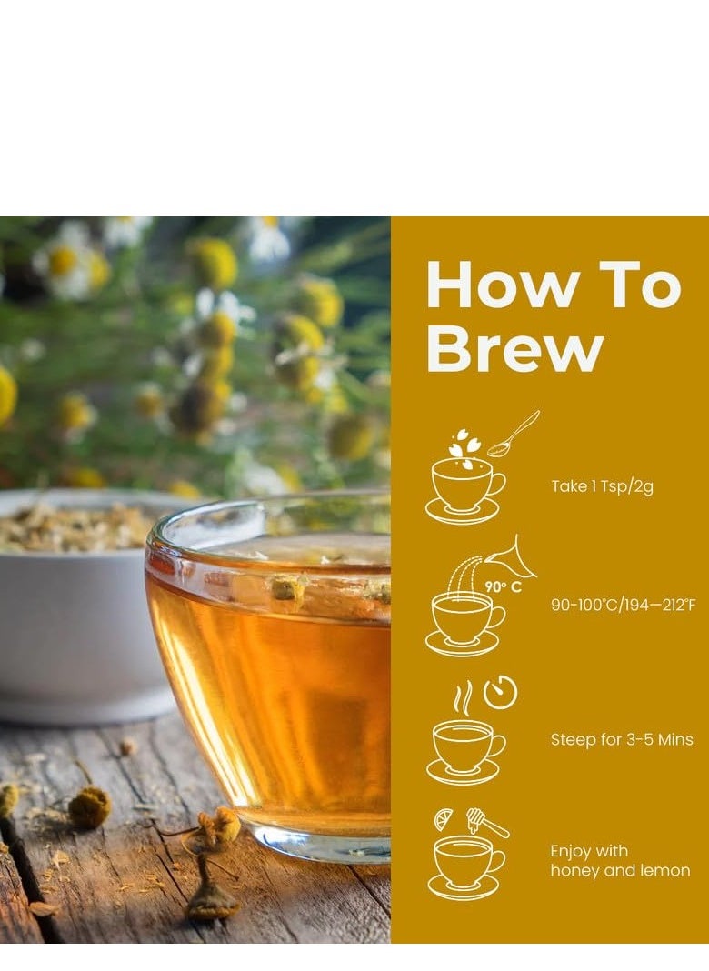 BLUE TEA BLUE TEA - Chamomile Tea - 30 g - 30+ Cups | SLEEP & RELAXATION | Herbal Tea - Caffeine Free - Flower Based - Non-Bitter - Non-GMO | Featured In Shark Tank | Reusable Pet Jar  - Image 5