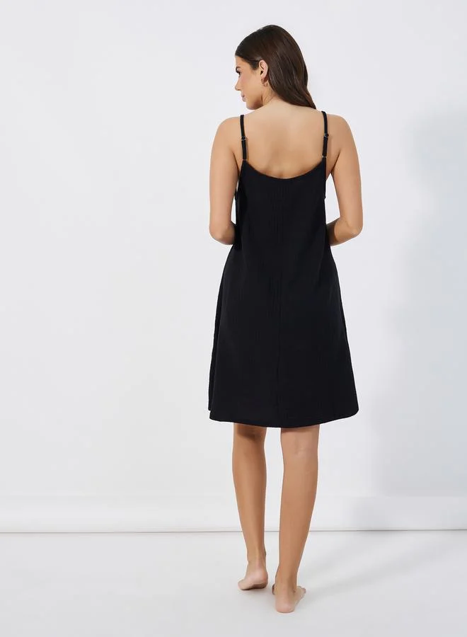 Styli Cotton Gauze Lace Ladder Insert Slip Dress