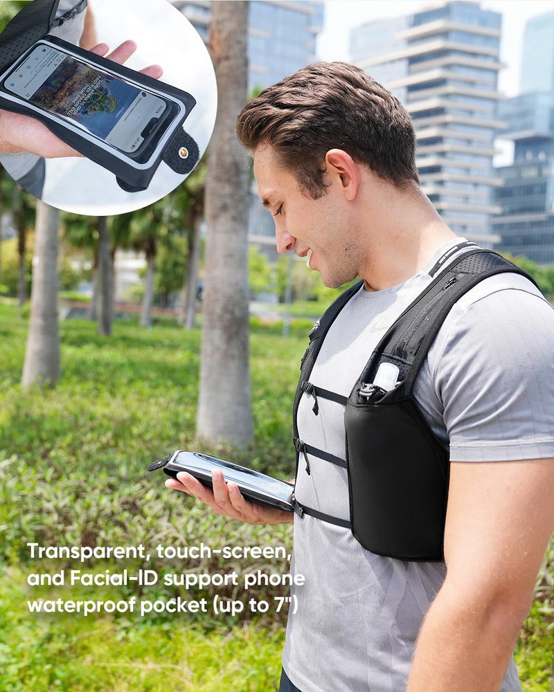 Zelvot Running Vest for Men Women, USA Original Patent, Adjustable Chest Straps Running Hydration Vest with 500ml Soft Flask, Lightweight Breathable Reflective Running Vest for Hiking (Black, L/XL) - Image 4